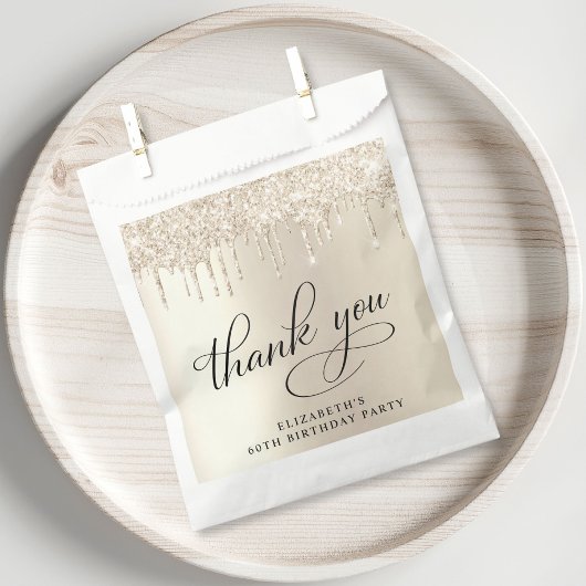 Elegant Goud Glitter 60e Verjaardagsfeestje Bedankzakje