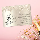 Elegant Goud Glitter 60e Verjaardagsfeestje Kaart