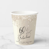 Elegant Goud Glitter 60e Verjaardagsfeestje Papieren Bekers (Voorkant)