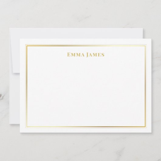 Elegant Goud Glitter Border Marmer Gepersonaliseer Notitiekaartje (Voorkant)