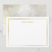 Elegant Goud Glitter Border Marmer Gepersonaliseer Notitiekaartje (Voorkant / Achterkant)