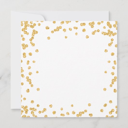 Elegant Goud Glitter Confetti Script Wedding Kaart (Achterkant)