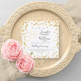 Elegant Goud Glitter Confetti Script Wedding Kaart