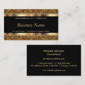 Elegant Goud Glitter en Zwart Visitekaartje (Voorkant / Achterkant)