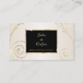 Elegant Goud Glitter Filigraan Zwart Goud Salon Visitekaartje (Voorkant)