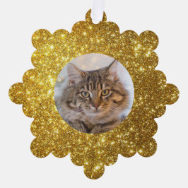 Elegant Goud Glitter Gepersonaliseerd Kat Ornament Kaart