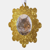 Elegant Goud Glitter Gepersonaliseerd Kat Ornament Kaart (Links)