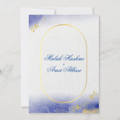 Elegant Goud Glitter Islamitisch Moslim Blauw Brui Kaart (Achterkant)