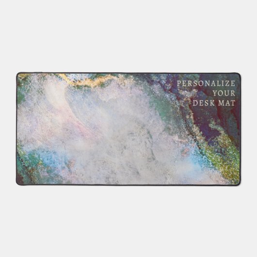 Elegant Goud Glitter Jade Groen Marmer Gepersonali Bureaumat (Voorkant)