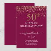 Elegant Goud Glitter Leuk Roze 50ste Verjaardagsfe Kaart (Voorkant / Achterkant)