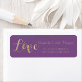 Elegant, Goud Glitter Liefde Adreslabel Etiket (Insitu)