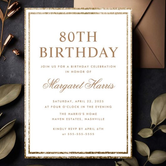 Elegant Goud Glitter Lijst 80e Tachtigjarig Kaart