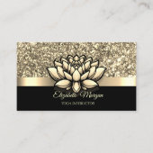 Elegant Goud Glitter Lotus Bloem Yoga Instructeur Visitekaartje (Voorkant)
