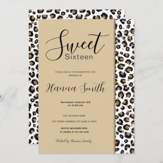 Elegant goud glitter luipaard patroon kaart (Voorkant / Achterkant)