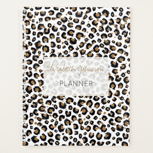Elegant goud glitter luipaard patroon planner (Voorkant)
