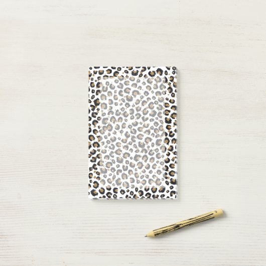 Elegant goud glitter luipaard patroon post-it® notes (Op bureau)