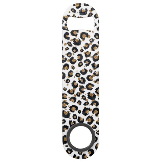Elegant goud glitter luipaard patroon speed flessenopener (Achterkant)