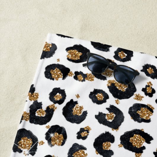 Elegant goud glitter luipaard patroon strandlaken (In situ)