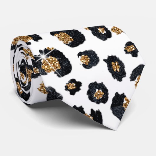 Elegant goud glitter luipaard patroon stropdas (Opgerold)