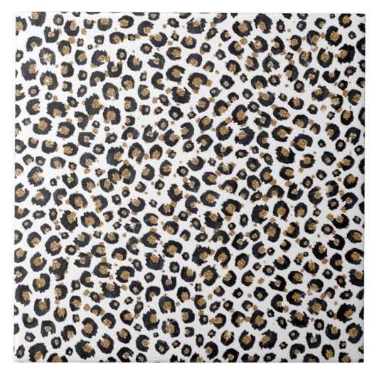 Elegant goud glitter luipaard patroon tegeltje (Voorkant)