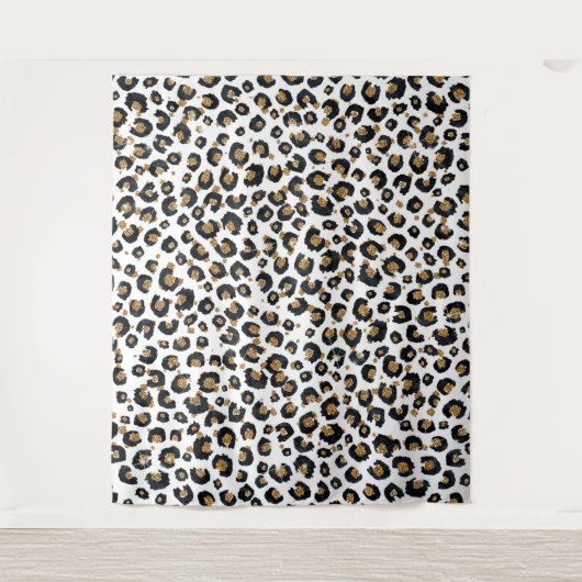 Elegant goud glitter luipaard patroon wandkleed (Voorkant)