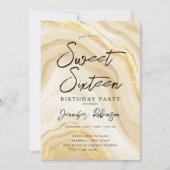 Elegant Goud Glitter Marmer Sweet 16 Verjaardag Kaart (Voorkant)