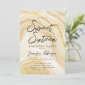 Elegant Goud Glitter Marmer Sweet 16 Verjaardag Kaart (Staand voorkant)