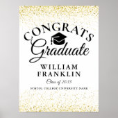 Elegant Goud Glitter Modern Afstuderen Sign Poster (Voorkant)