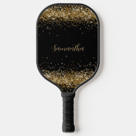 Elegant Goud Glitter Naam Pickleball Paddle