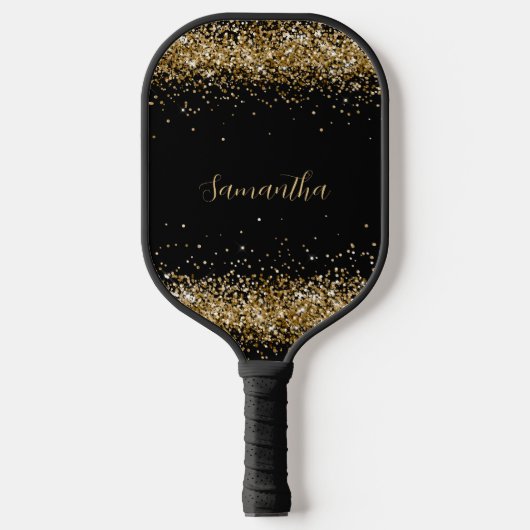 Elegant Goud Glitter Naam Pickleball Paddle (Voorkant)
