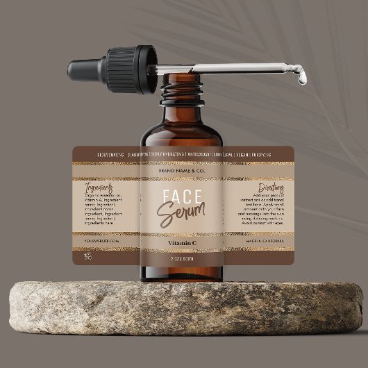 Elegant Goud Glitter Neutraal Beige Kosmetische Fl Etiket