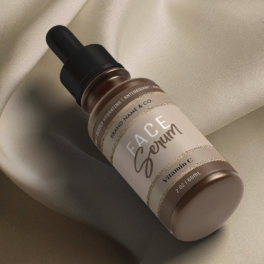 Elegant Goud Glitter Neutraal Beige Kosmetische Fl Etiket