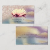 Elegant Goud Glitter Ombre Lotus Holografisch Visitekaartje (Voorkant / Achterkant)