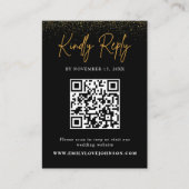 Elegant Goud Glitter QR Code Bruiloft RSVP Informatiekaartje (Voorkant)