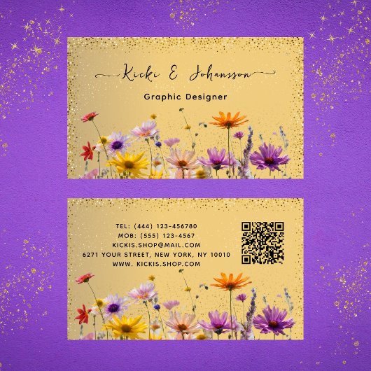 Elegant Goud Glitter QR Code Zakelijke Kaart Visitekaartje
