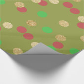 elegant goud glitter red green kerstconfetti cadeaupapier (Hoek)