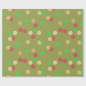 elegant goud glitter red green kerstconfetti cadeaupapier (Vlak)