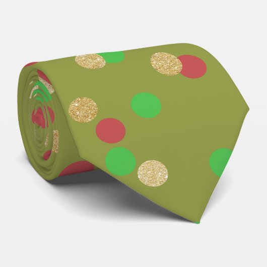 elegant goud glitter red green kerstconfetti stropdas (Opgerold)