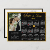Elegant Goud Glitter Script Photo Save the Date Aankondigingskaart (Voorkant / Achterkant)