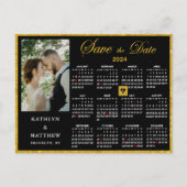 Elegant Goud Glitter Script Photo Save the Date Aankondigingskaart (Voorkant)