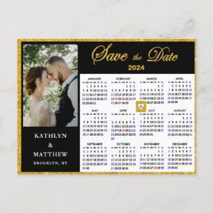 Elegant Goud Glitter Script Photo Save the Date Aankondigingskaart