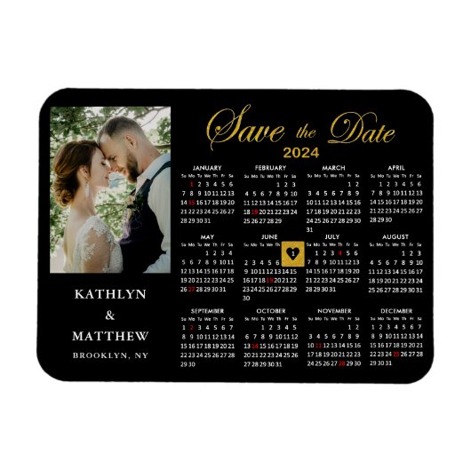 Elegant Goud Glitter Script Photo Save the Date Magneet (Horizontaal)