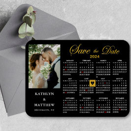 Elegant Goud Glitter Script Photo Save the Date Magneet