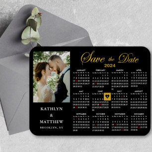 Elegant Goud Glitter Script Photo Save the Date Magneet