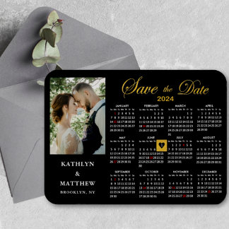 Elegant Goud Glitter Script Photo Save the Date Magneet
