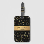 Elegant Goud Glitter Sparkle Black Personaliseer Bagagelabel (Voorkant (verticaal))