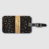 Elegant Goud Glitter Sparkle Black Personaliseer Bagagelabel (Voorkant (horizontaal))