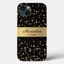 Elegant Goud Glitter Sparkle Black Personaliseer