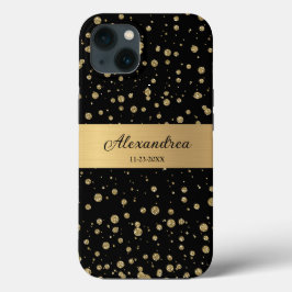 Elegant Goud Glitter Sparkle Black Personaliseer Case-Mate iPhone Case