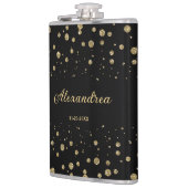 Elegant Goud Glitter Sparkle Black Personaliseer Heupfles (Links)